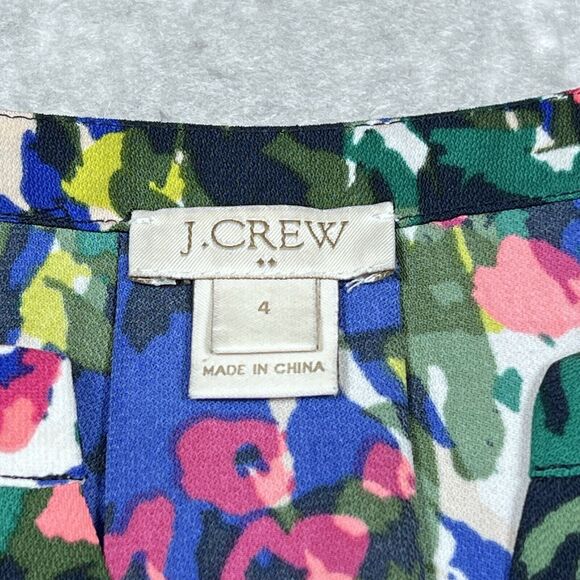 J. Crew Blouse Womens Size 4 Multicolor Floral Abstract Sleeveless with V Neck - Picture 9 of 11